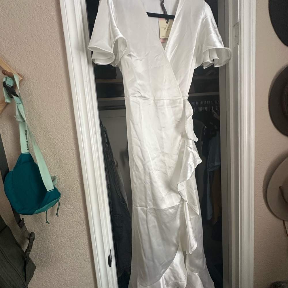 Elegant Bridal White Wrap Dress